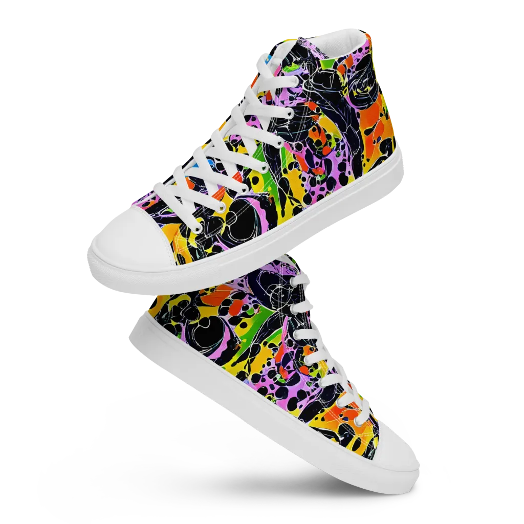 Amoeba Afterdark on Women's High Top Canvas Shoes — Front