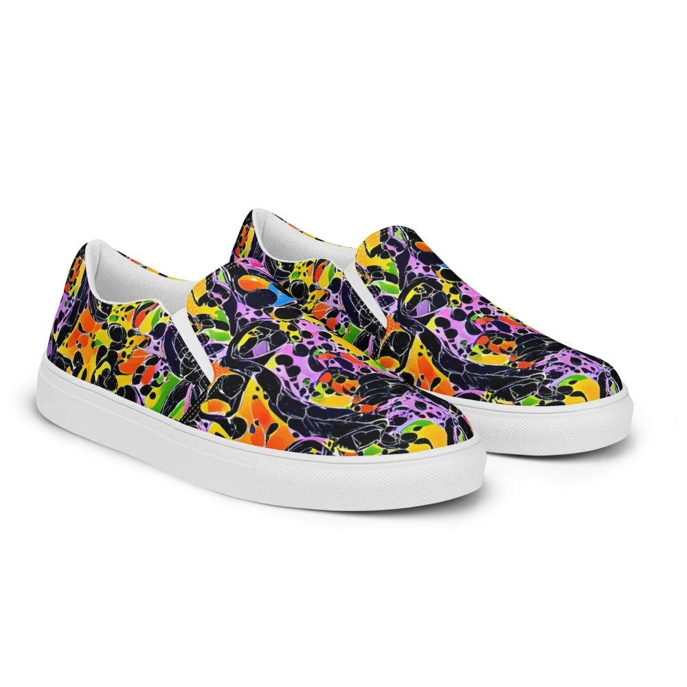 Amoeba Afterdark on Men's Slip-On Canvas Shoes — Right Front