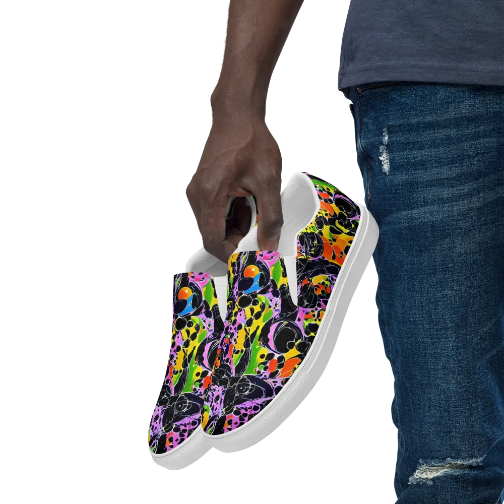 Amoeba Afterdark on Men's Slip-On Canvas Shoes — Left Front