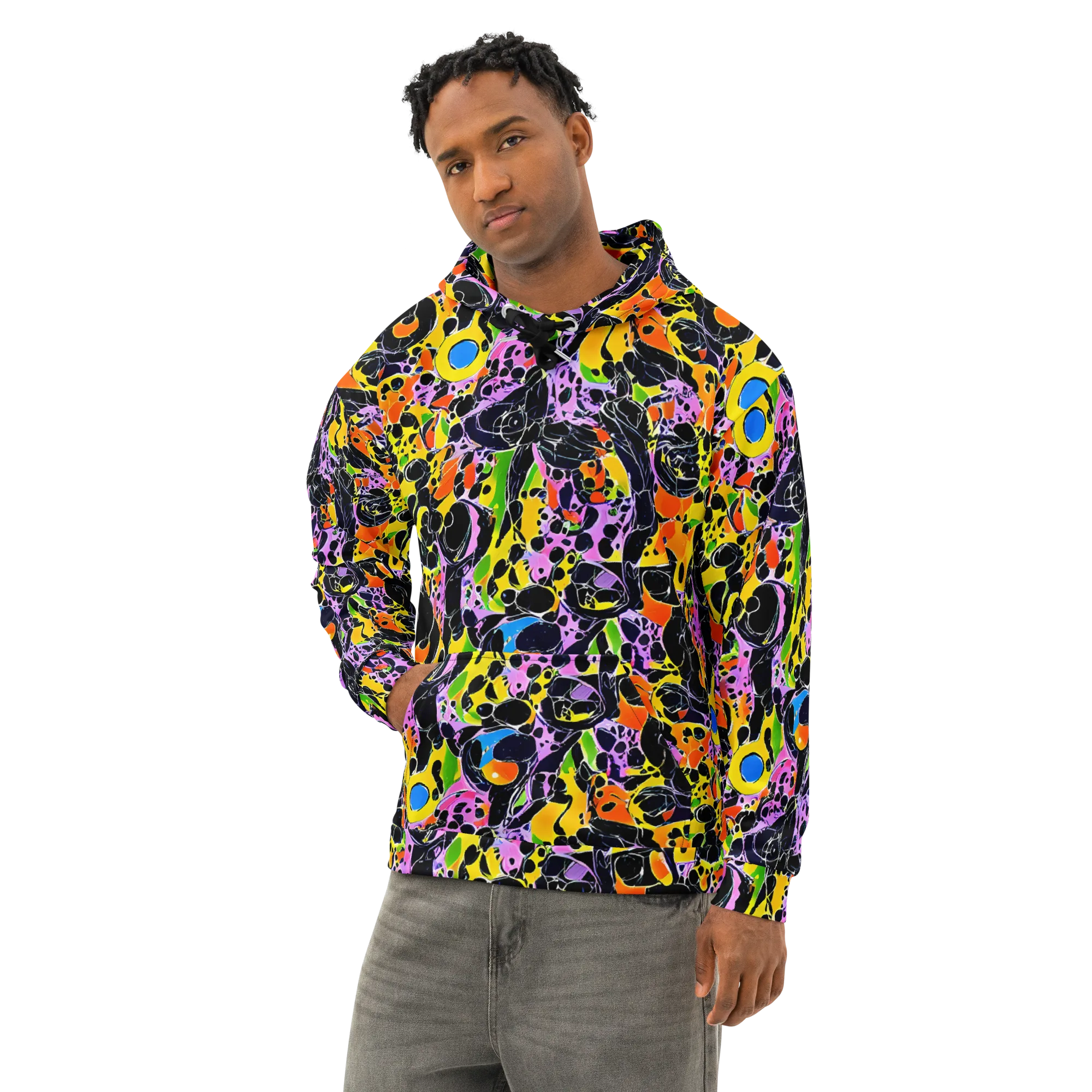 Amoeba Afterdark on Cotton Hoodie — Left Front