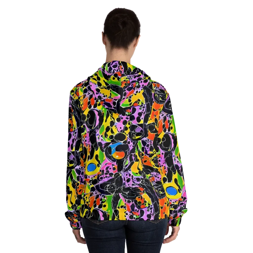 Amoeba Afterdark on Women's Full-Zip Hoodie — Back On Person