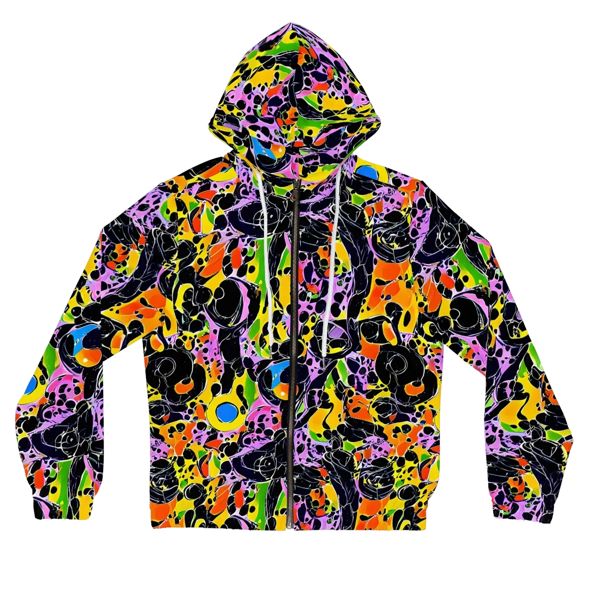 Amoeba Afterdark on Women's Full-Zip Hoodie — Front
