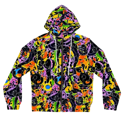Amoeba Afterdark on a Women's Full-Zip Hoodie