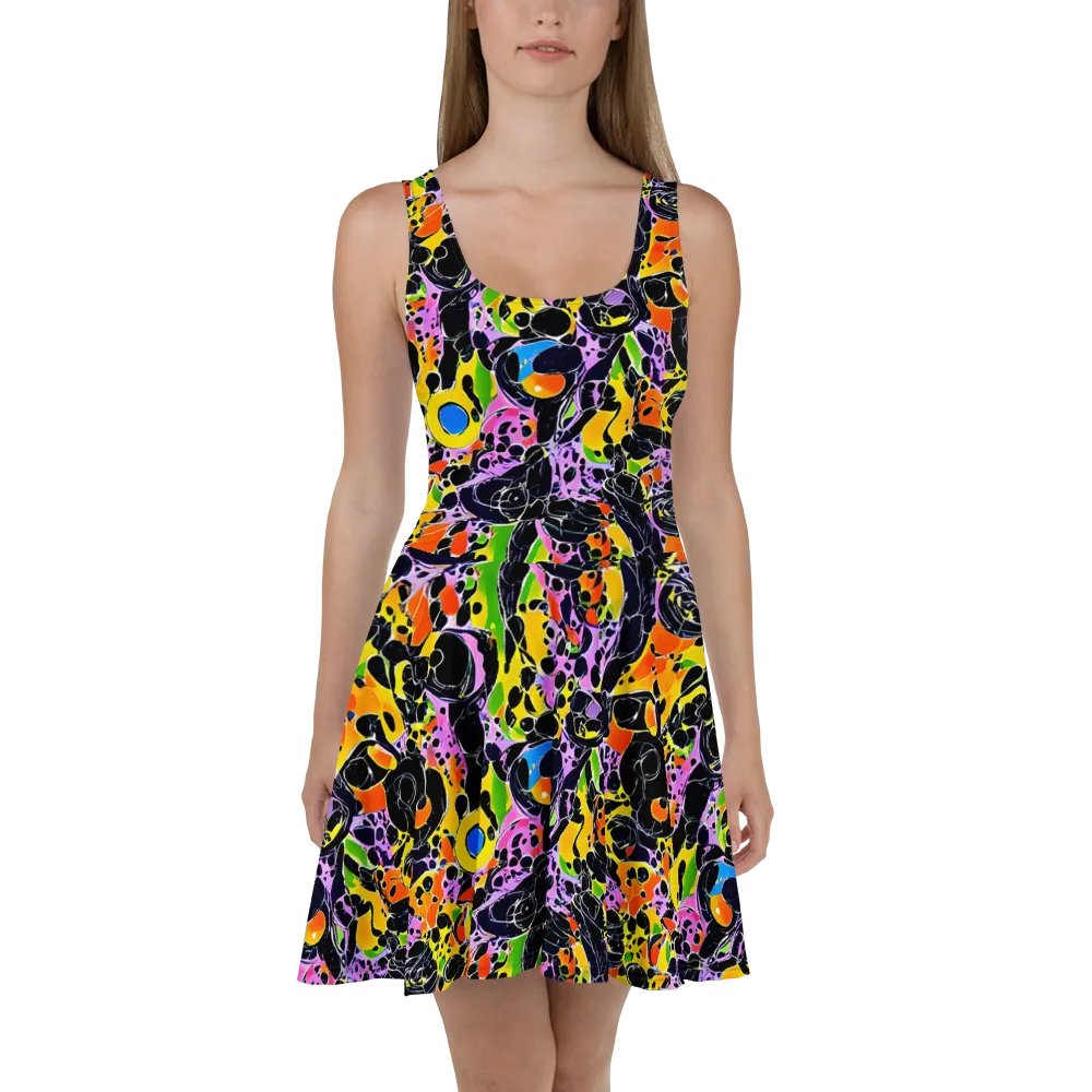Amoeba Afterdark on Skater Dress — Front