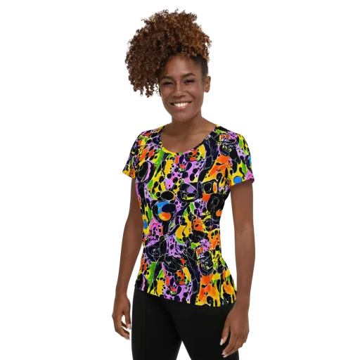 Amoeba Afterdark on a Women's Athletic T-Shirt