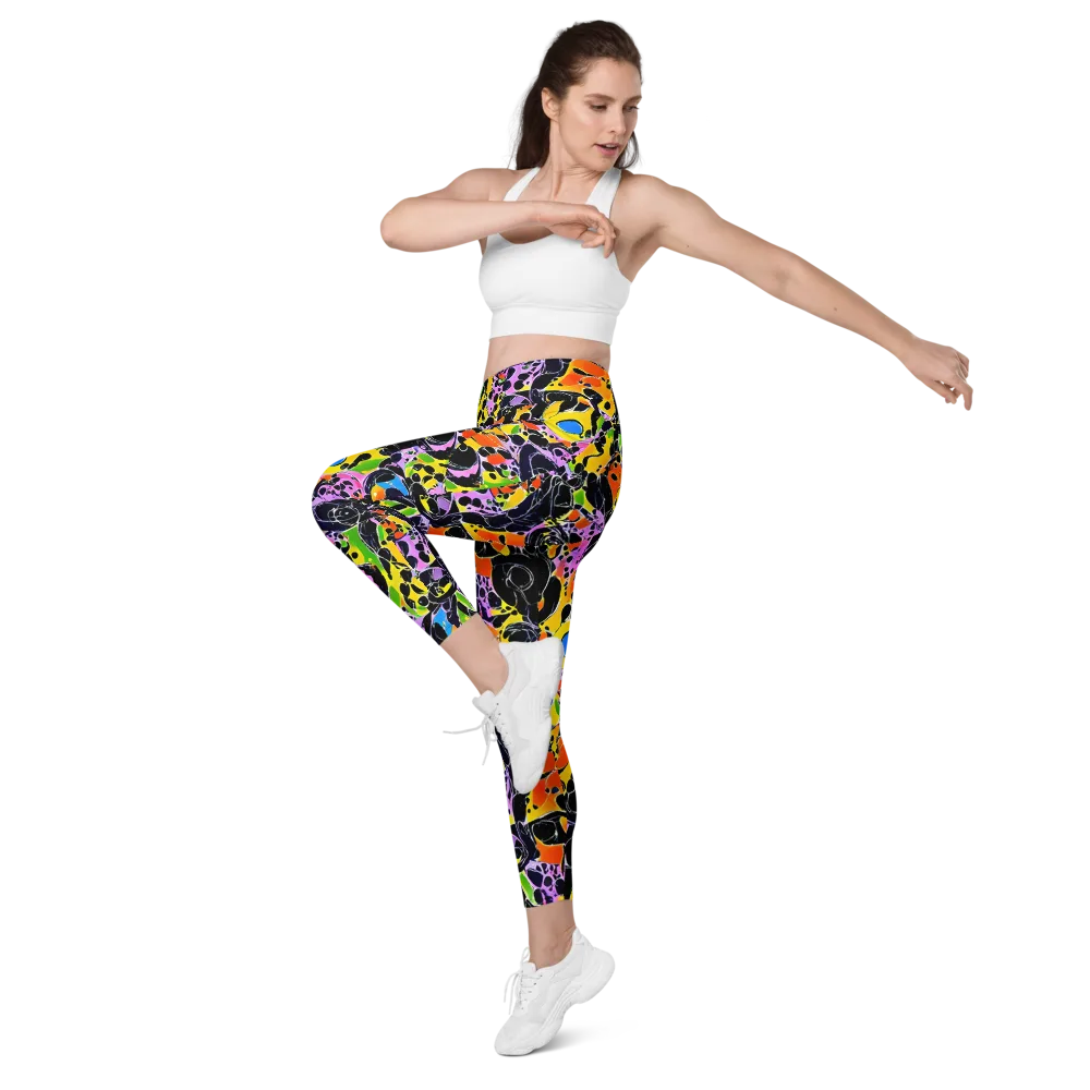 Amoeba Afterdark on Leggings with Pockets — Left Front
