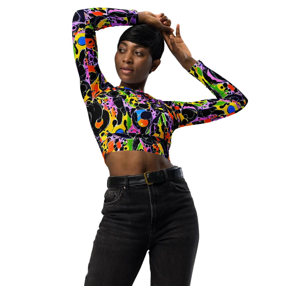 Amoeba Afterdark on Long Sleeve Crop Top — Front