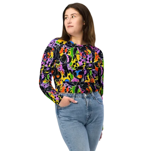 Amoeba Afterdark on a Long Sleeve Crop Top