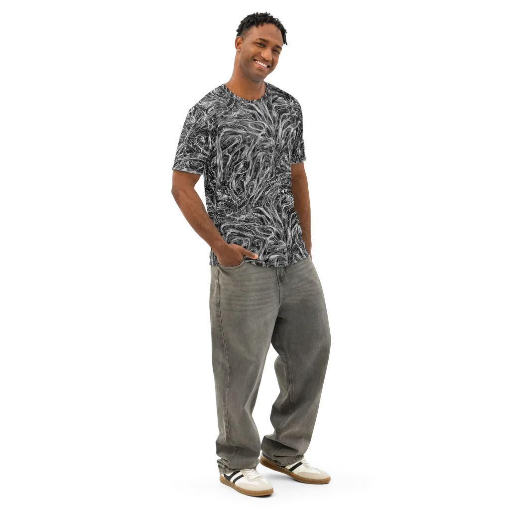 Liquid Timber on Men's Cotton Crew Neck T-Shirt — Right Front