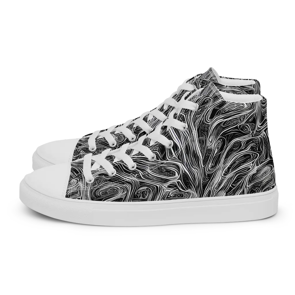 Liquid Timber on Men's High Top Canvas Shoes — Left