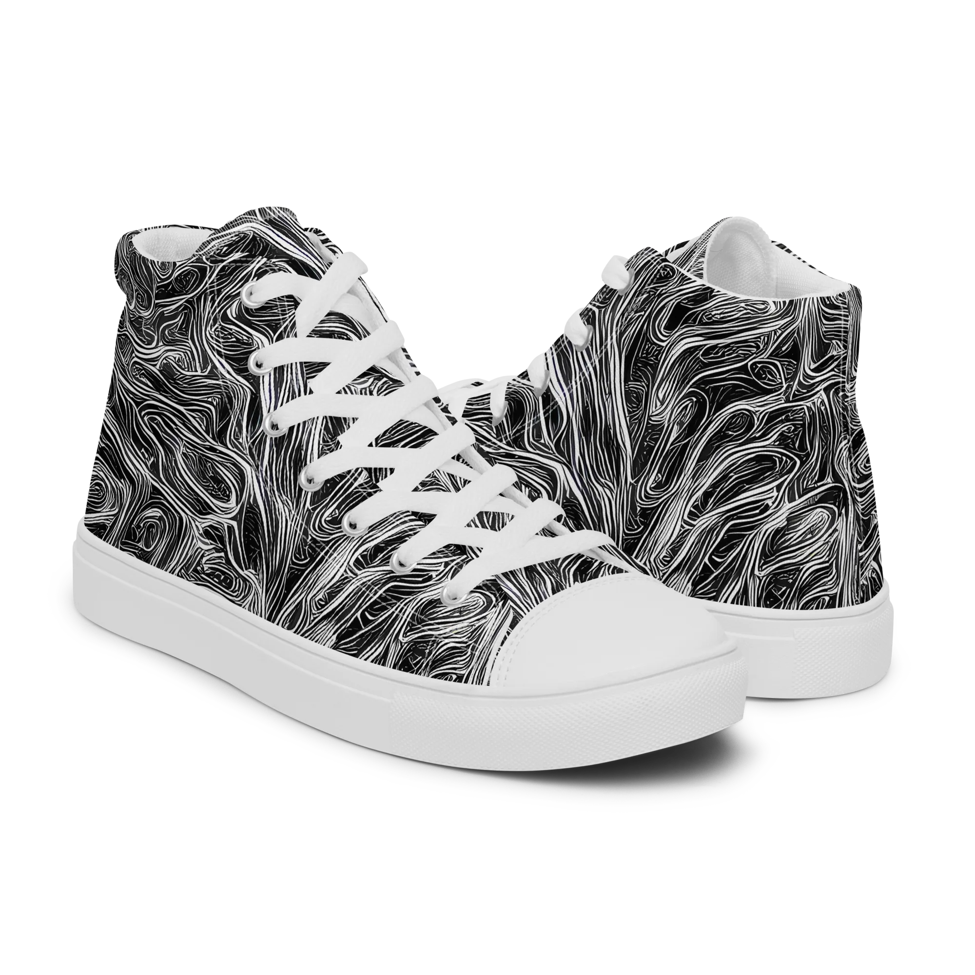 Liquid Timber on Men's High Top Canvas Shoes — Right