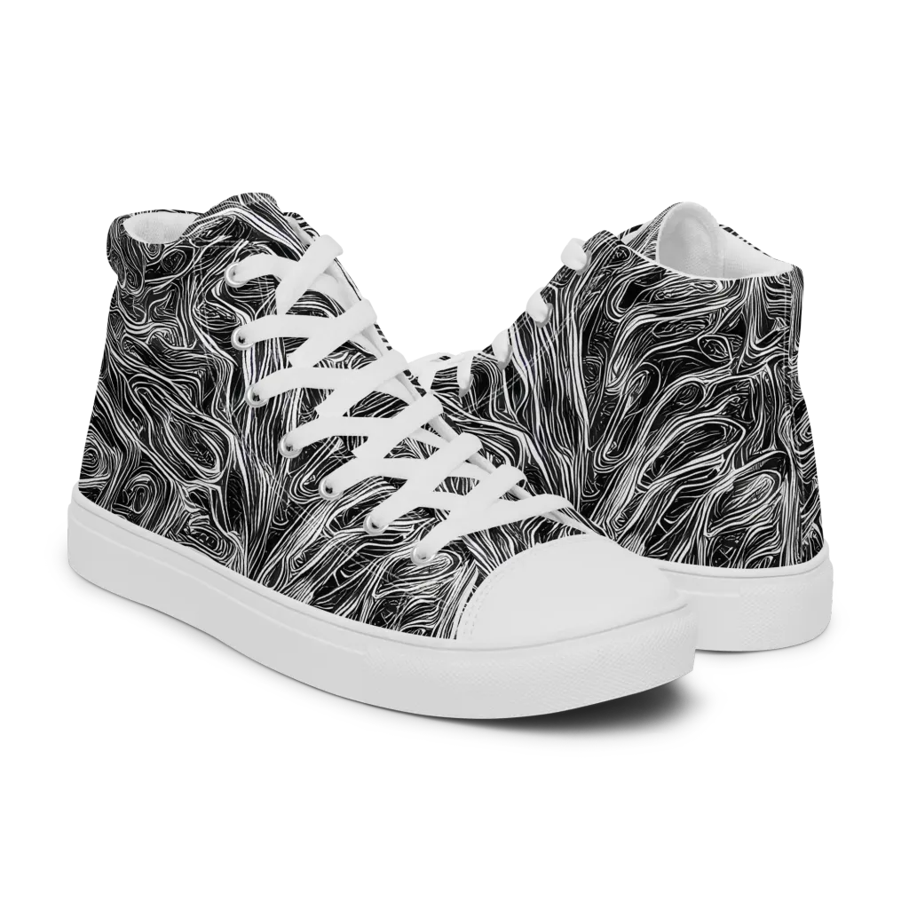 Liquid Timber on Men's High Top Canvas Shoes — Right