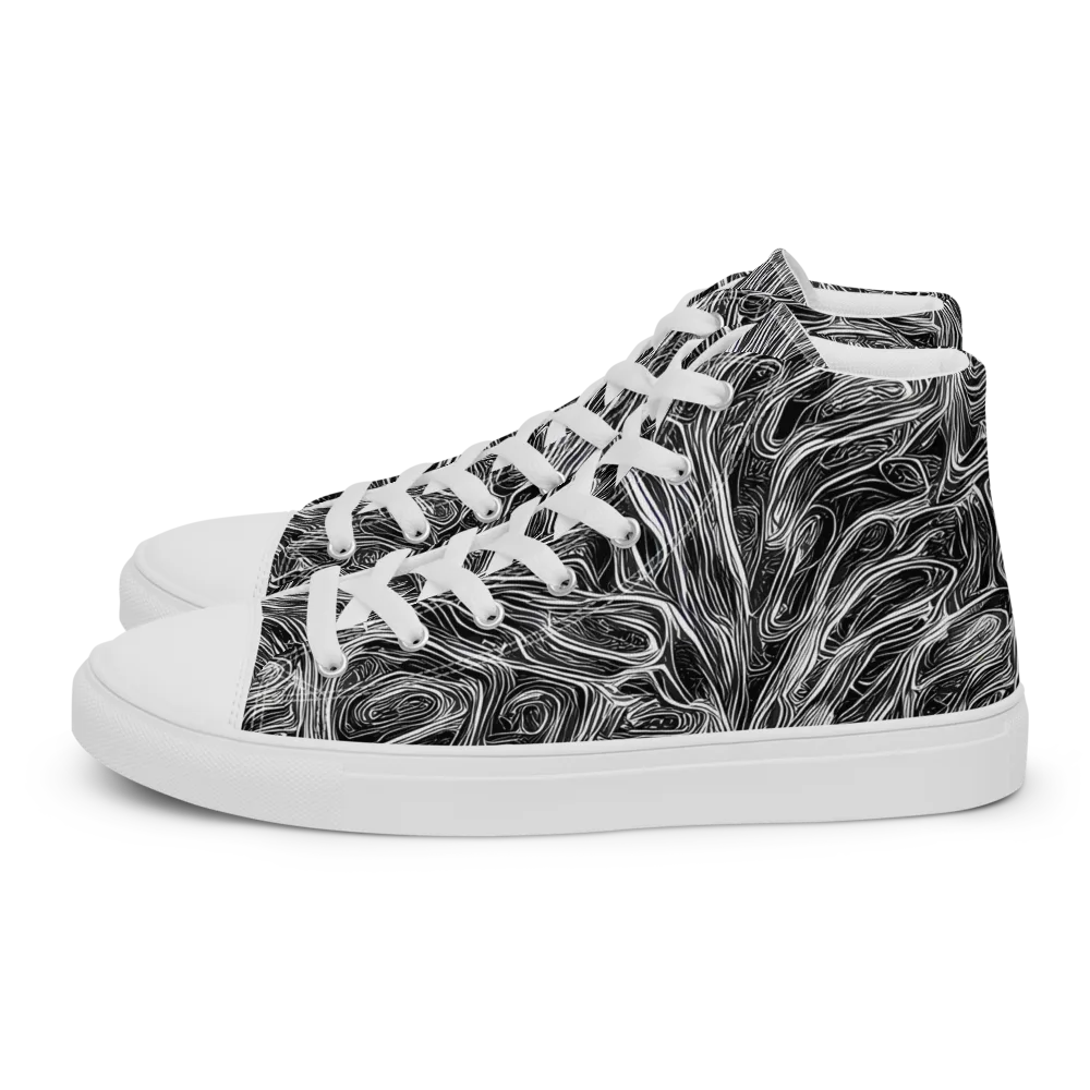 Liquid Timber on Women's High Top Canvas Shoes — Left