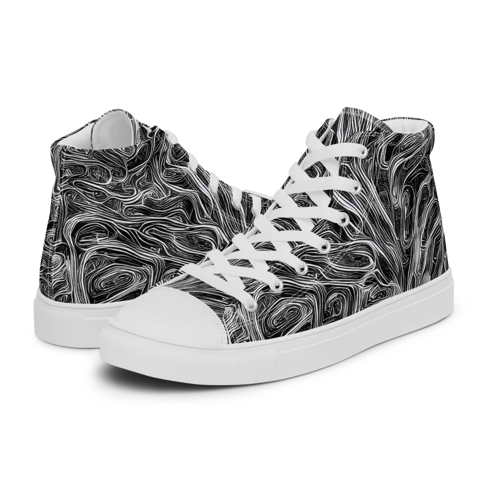 Liquid Timber on Women's High Top Canvas Shoes — Left