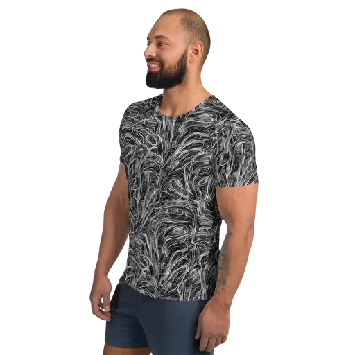 Liquid Timber on a Men's Athletic T-Shirt