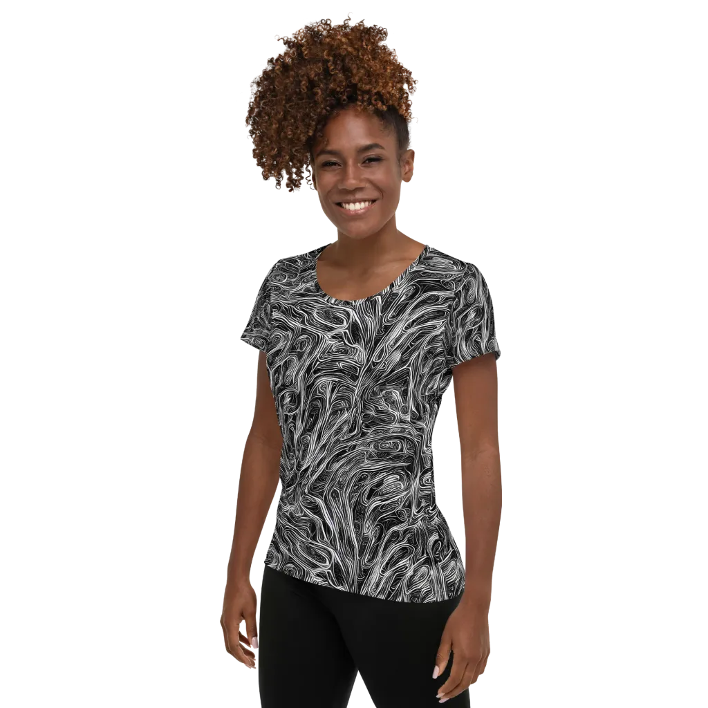 Liquid Timber on Women's Athletic T-Shirt — Left