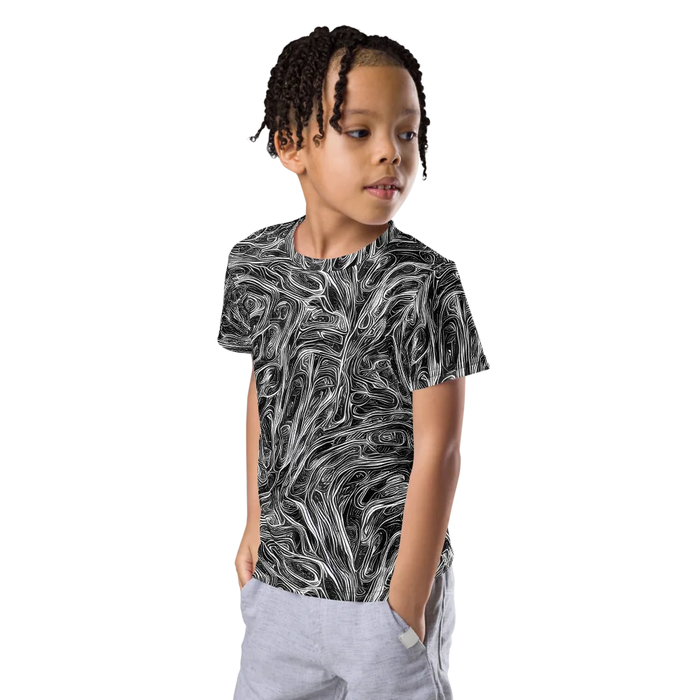 Liquid Timber on Kids Crew Neck T-Shirt — Left Front