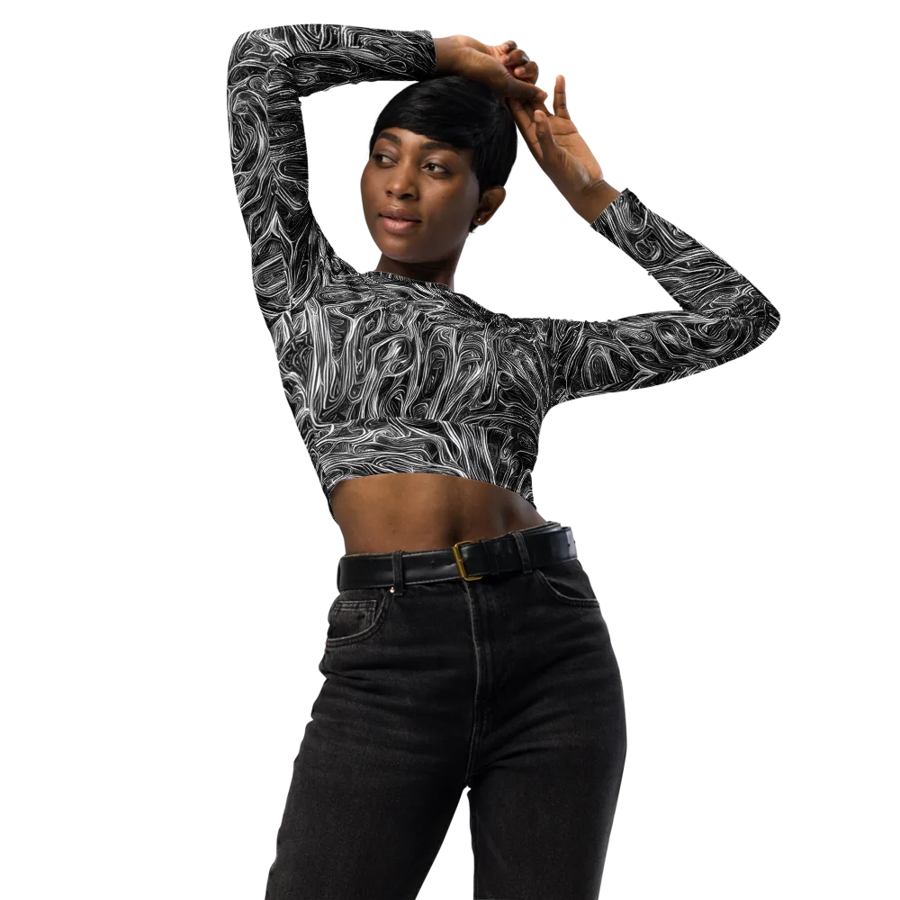 Liquid Timber on Long Sleeve Crop Top — Front