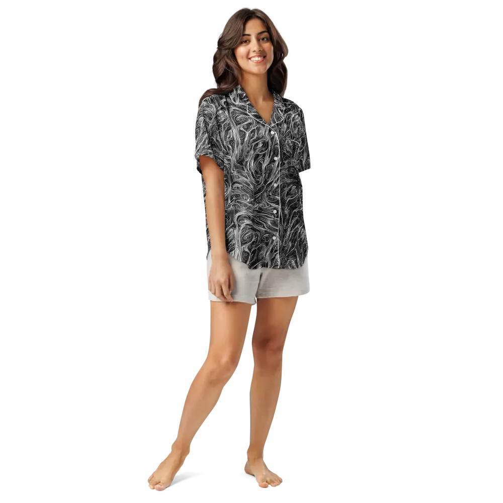 Liquid Timber on Women's Short Sleeve Pajama Top — Front