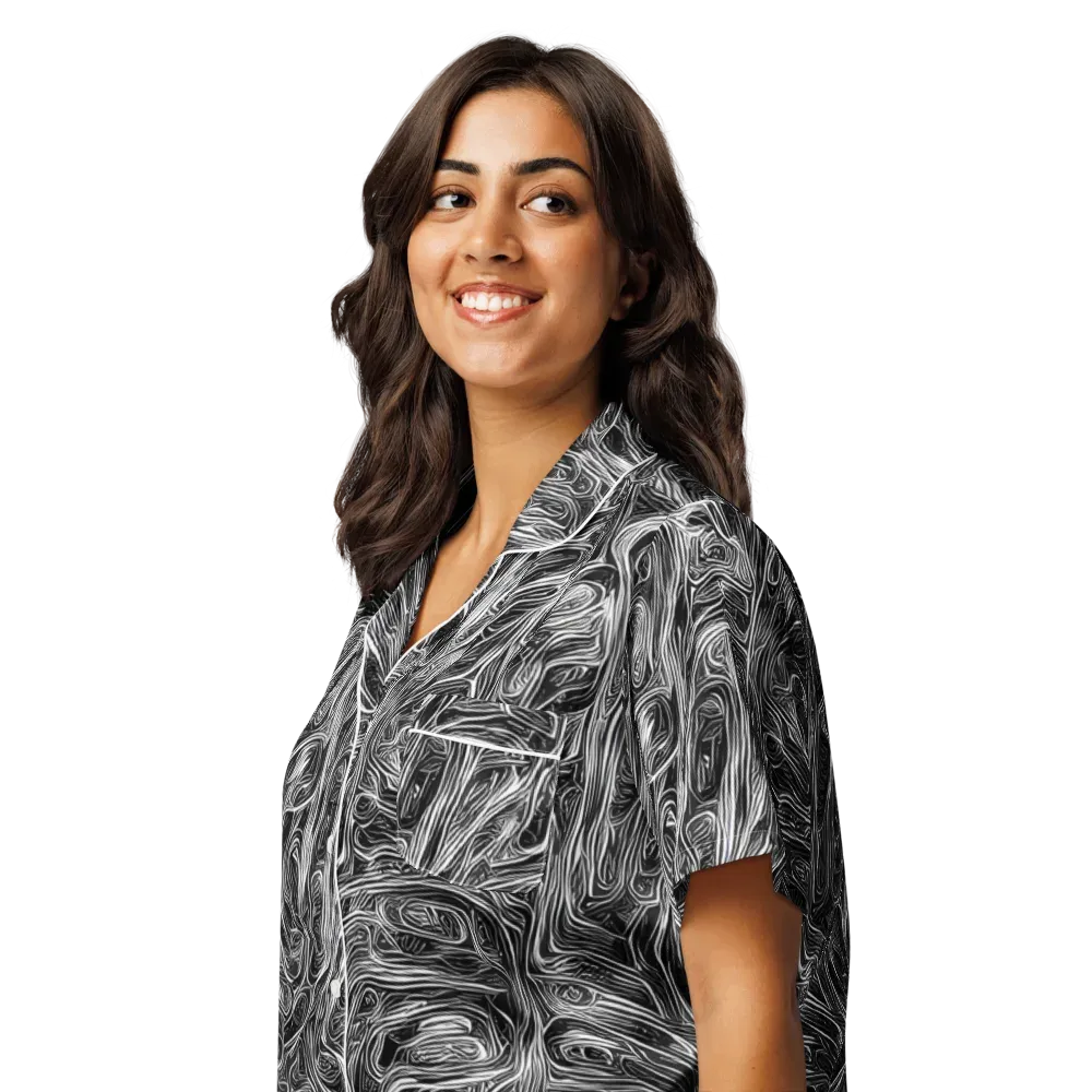 Liquid Timber on Women's Short Sleeve Pajama Top — Left Front