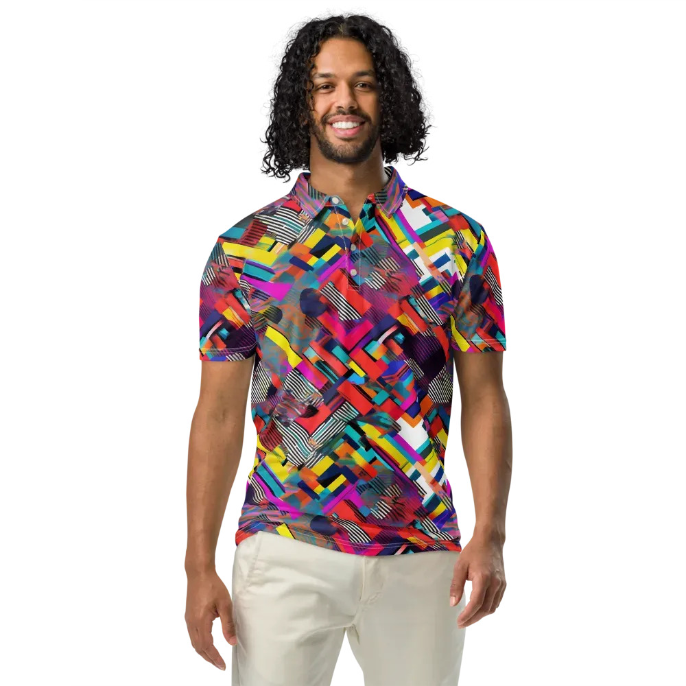Chromatic Collision on Men's Slim Fit Polo Shirt — Front