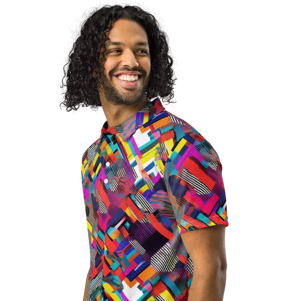 Chromatic Collision on Men's Slim Fit Polo Shirt — Left Front