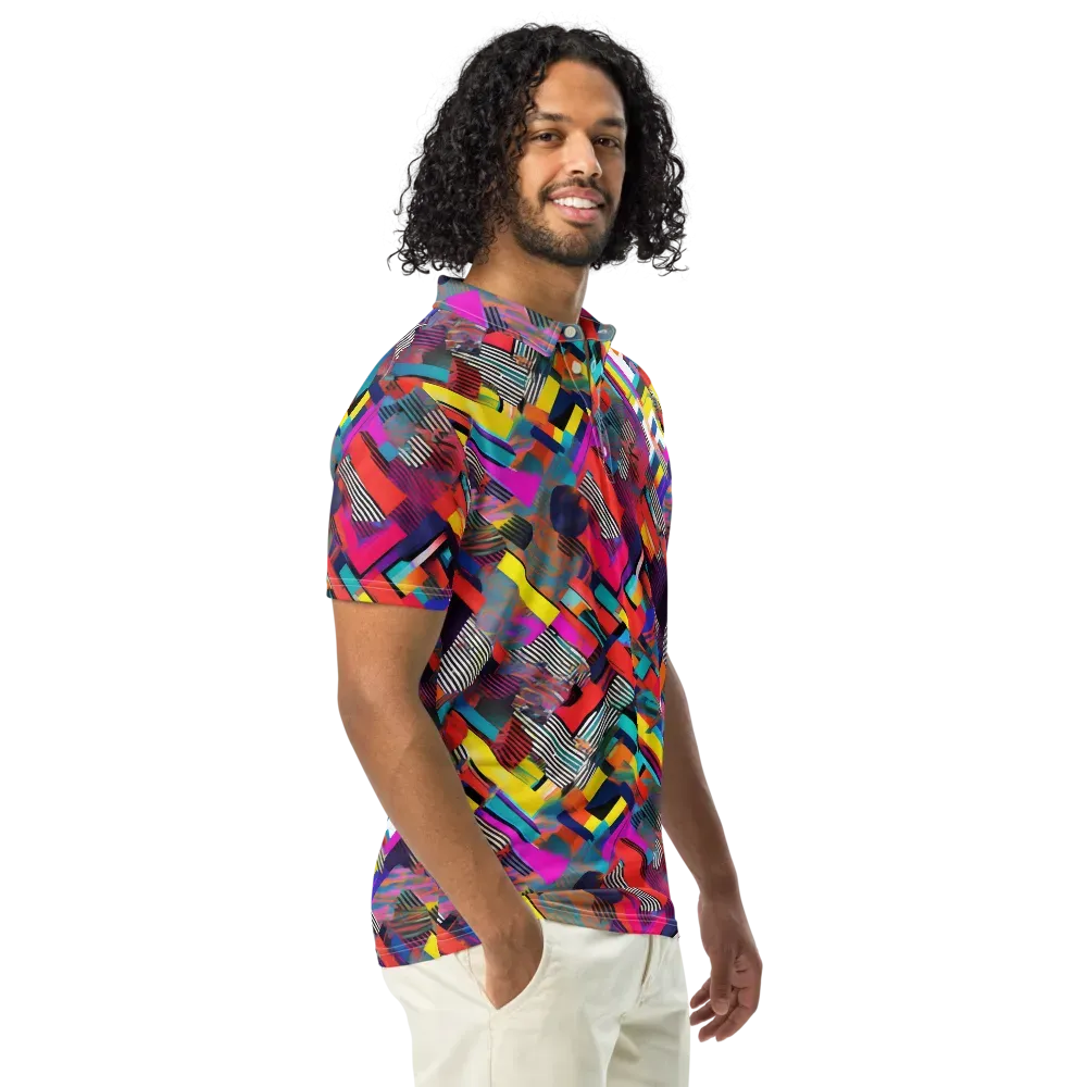 Chromatic Collision on Men's Slim Fit Polo Shirt — Right Front