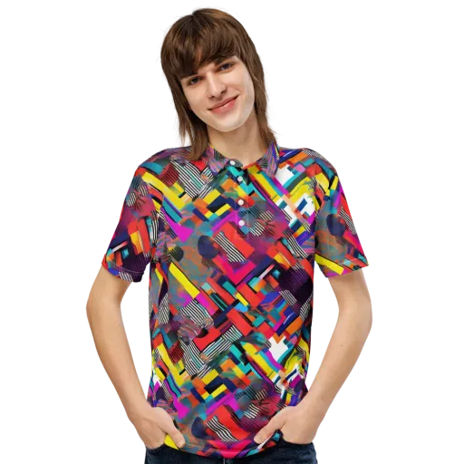 Chromatic Collision on a Men's Slim Fit Polo Shirt