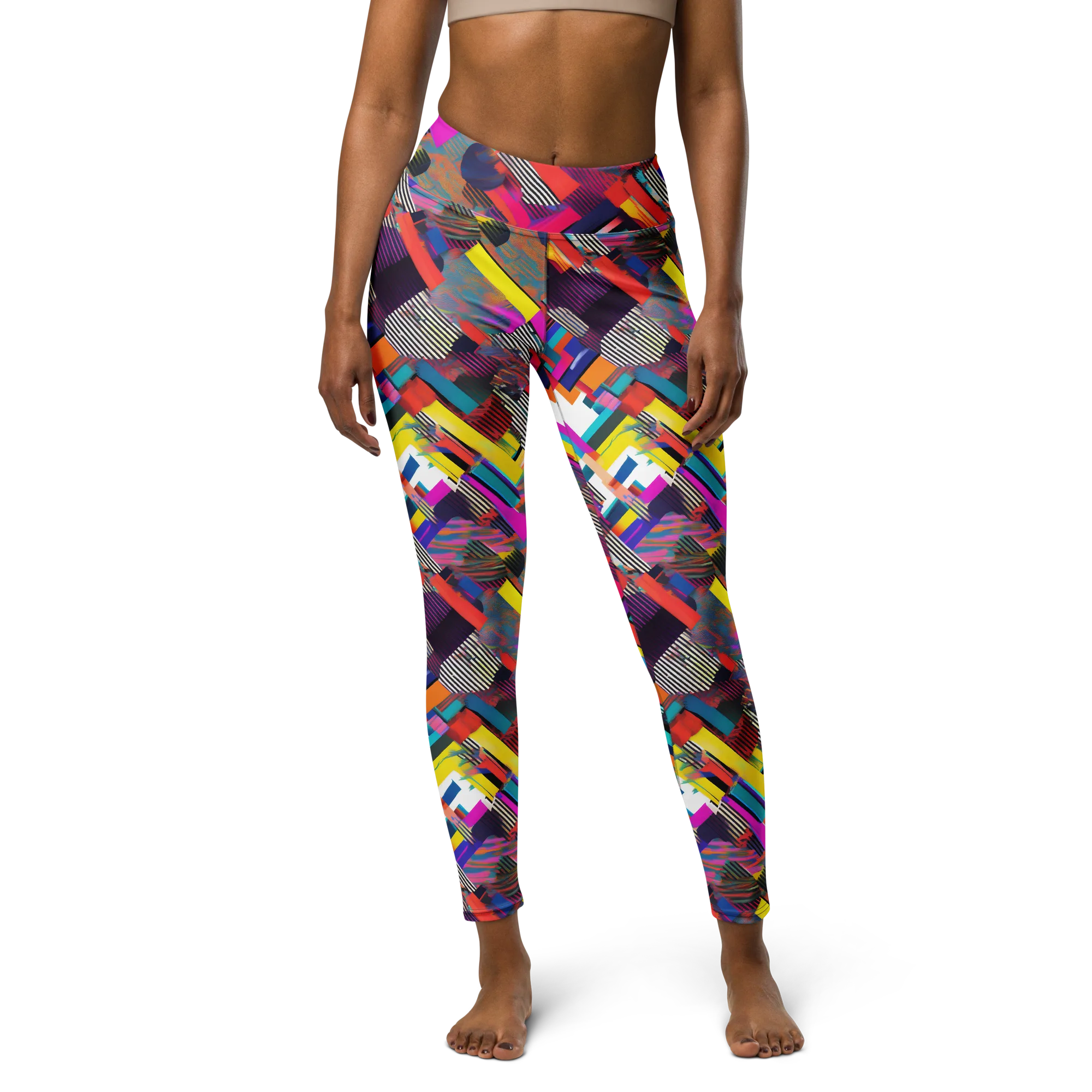 Chromatic Collision on Yoga Leggings — Front