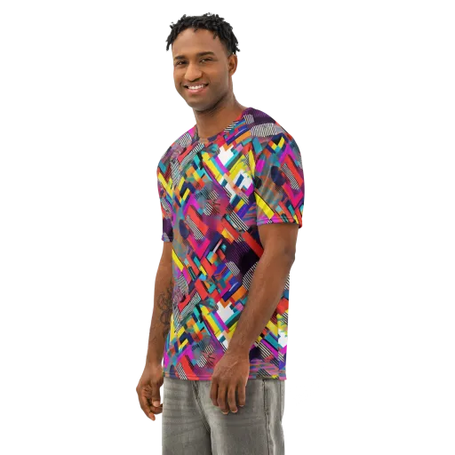 Chromatic Collision on a Men's Cotton Crew Neck T-Shirt