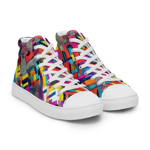Chromatic Collision on a Men's High Top Canvas Shoes
