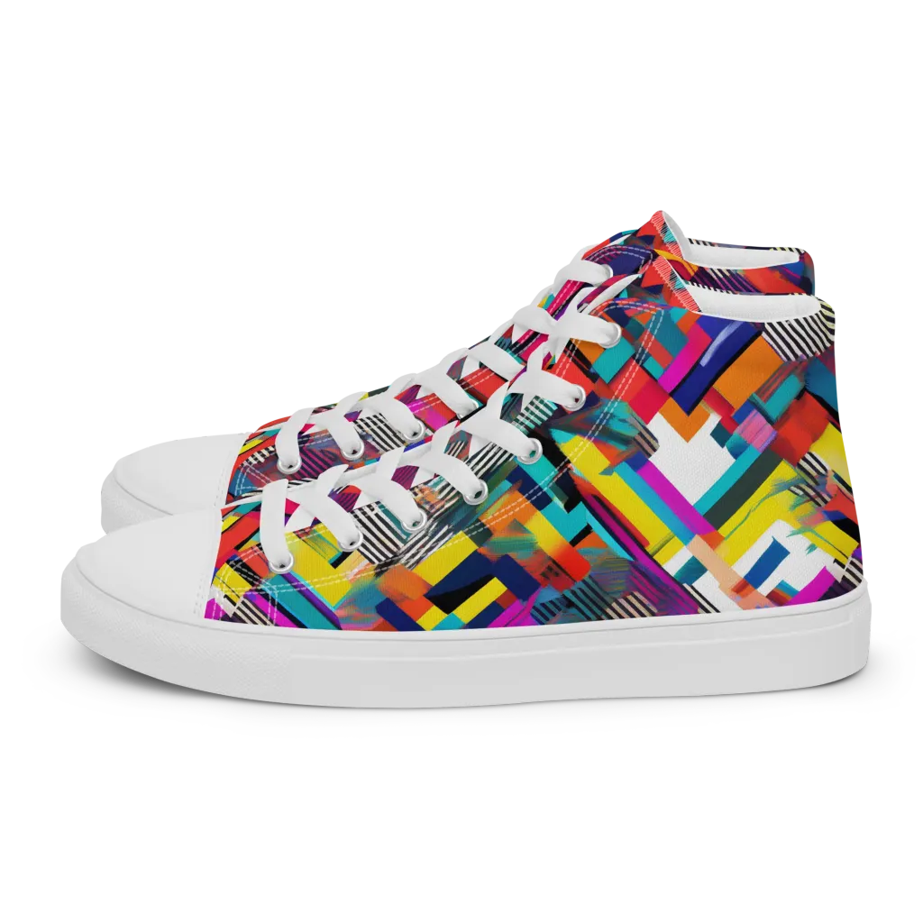 Chromatic Collision on Men's High Top Canvas Shoes — Left
