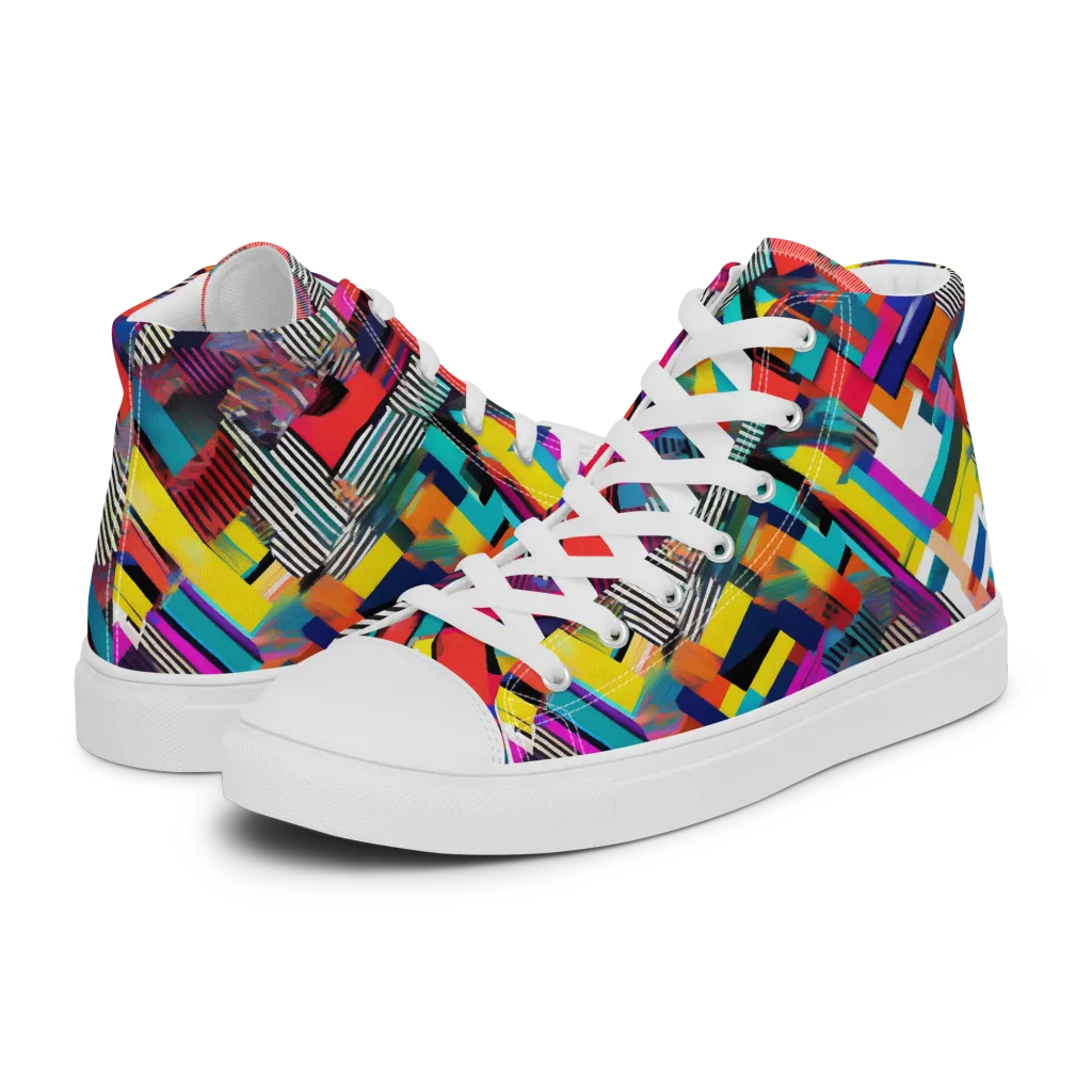 Chromatic Collision on Men's High Top Canvas Shoes — Left