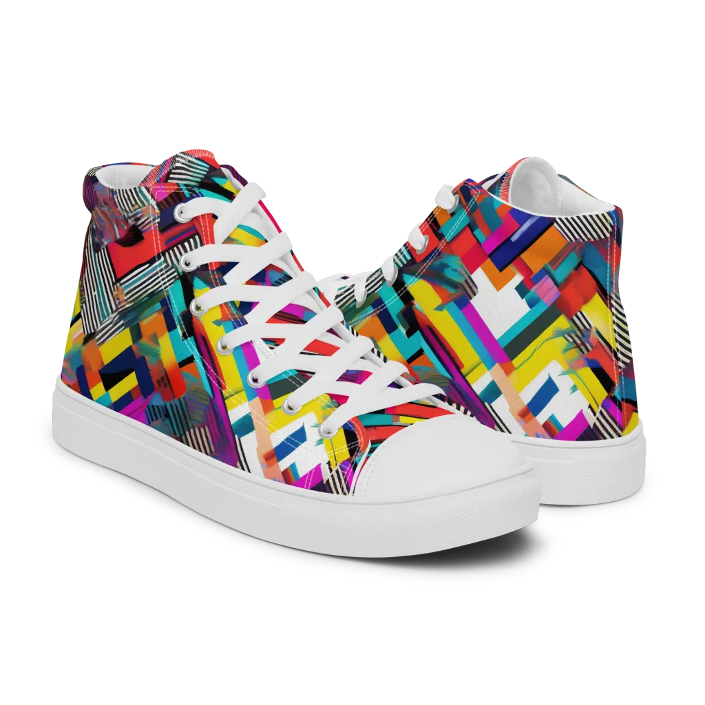 Chromatic Collision on Men's High Top Canvas Shoes — Right