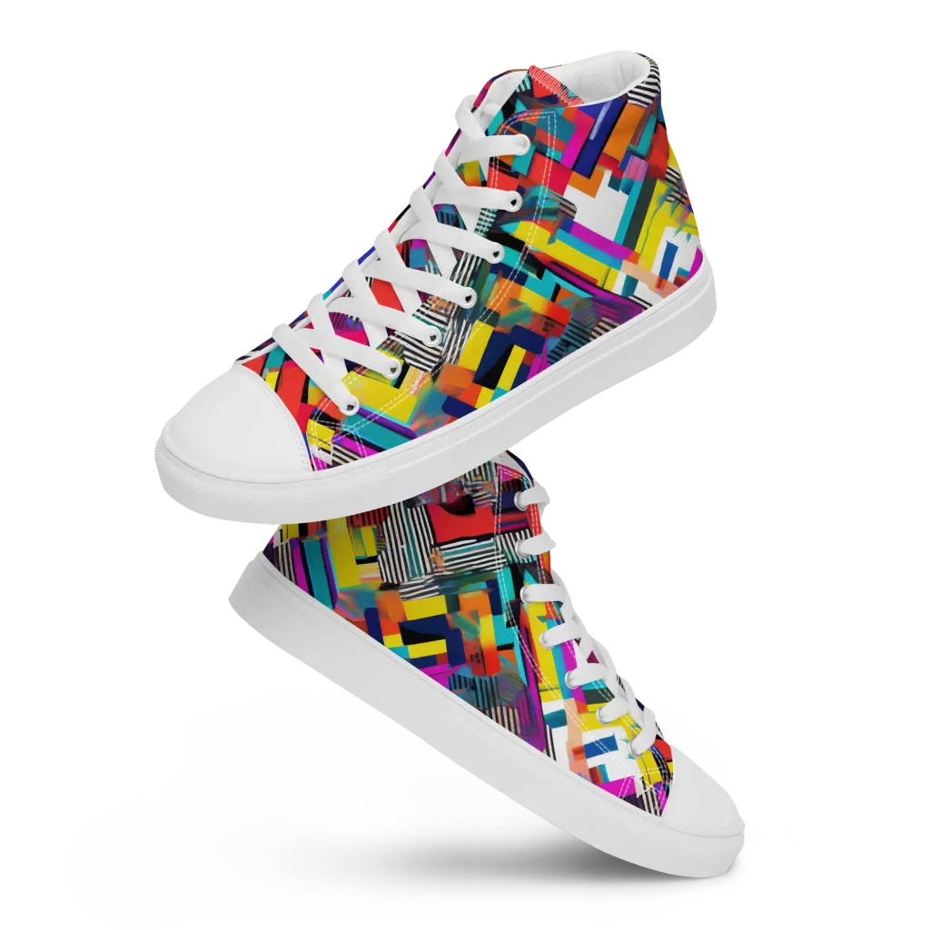 Chromatic Collision on Men's High Top Canvas Shoes — Front
