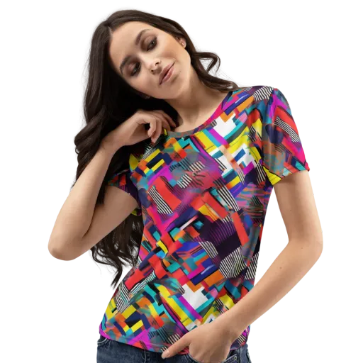 Chromatic Collision on a Women's Crew Neck T-Shirt