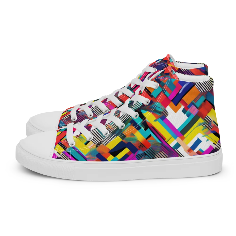 Chromatic Collision on Women's High Top Canvas Shoes — Left
