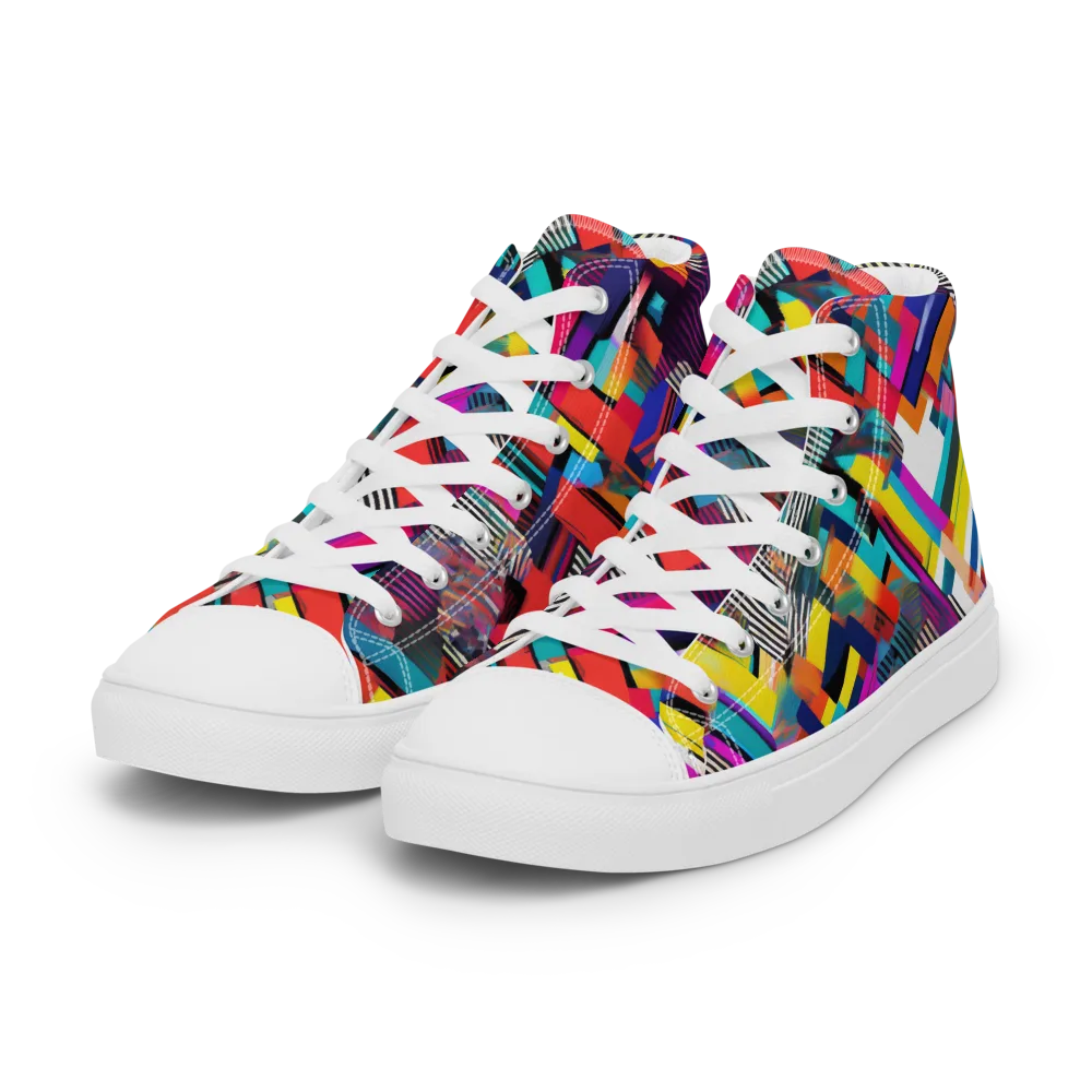 Chromatic Collision on Women's High Top Canvas Shoes — Left Front