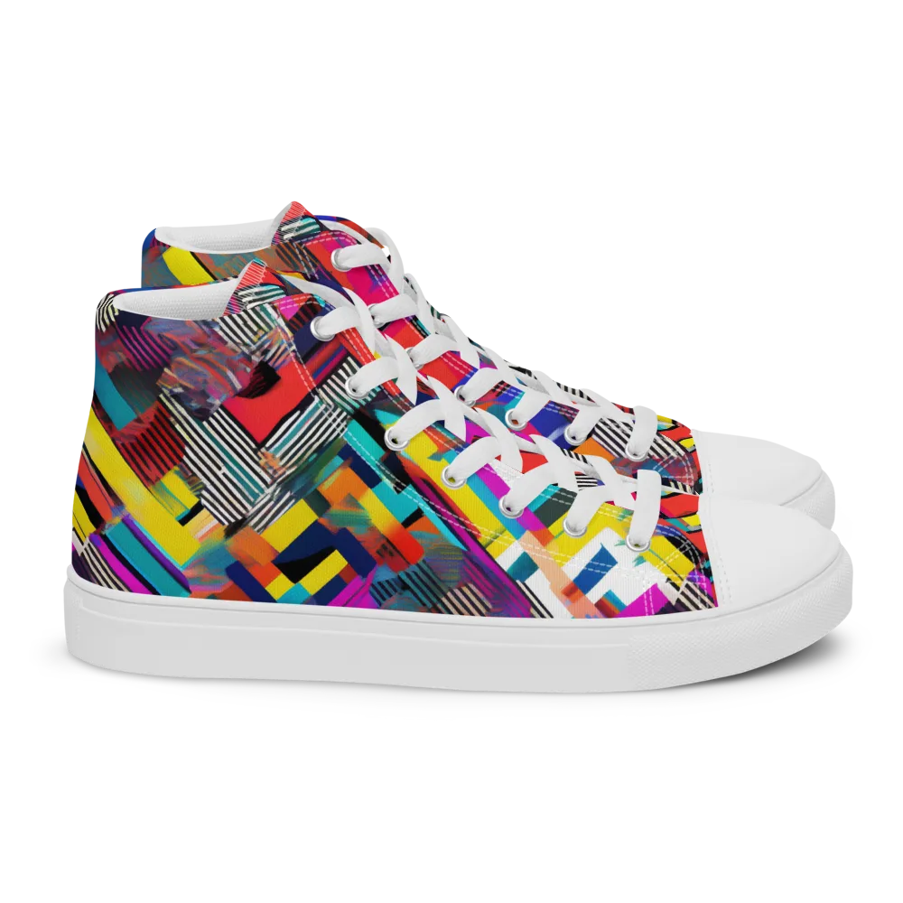 Chromatic Collision on Women's High Top Canvas Shoes — Right