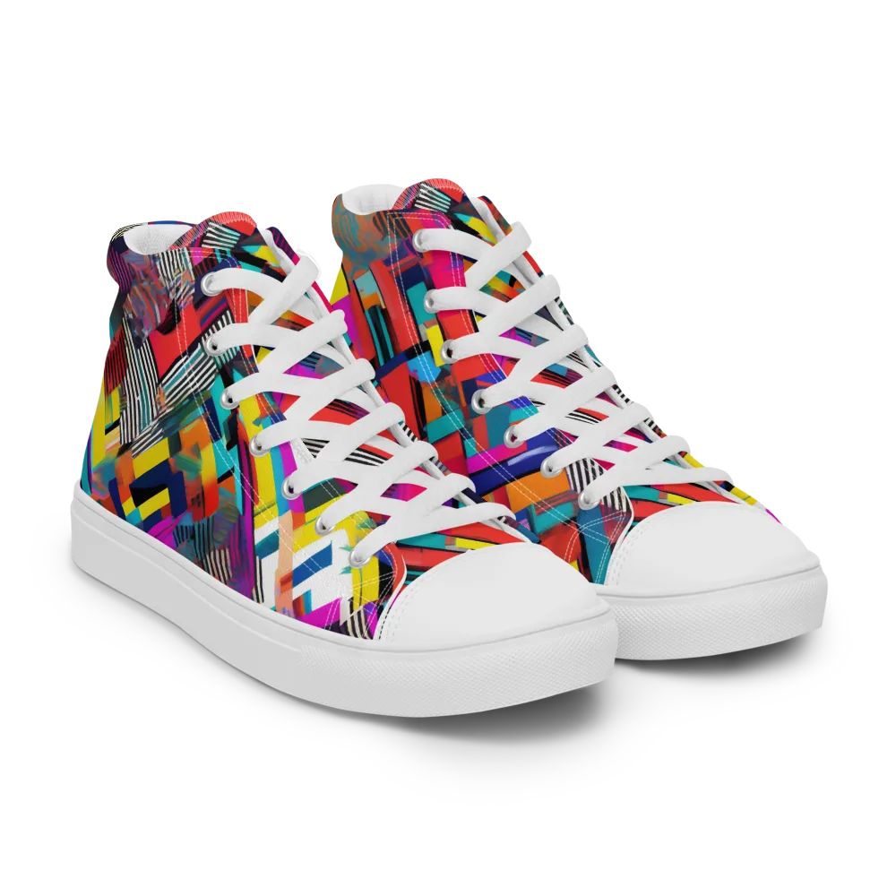 Chromatic Collision on Women's High Top Canvas Shoes — Right Front