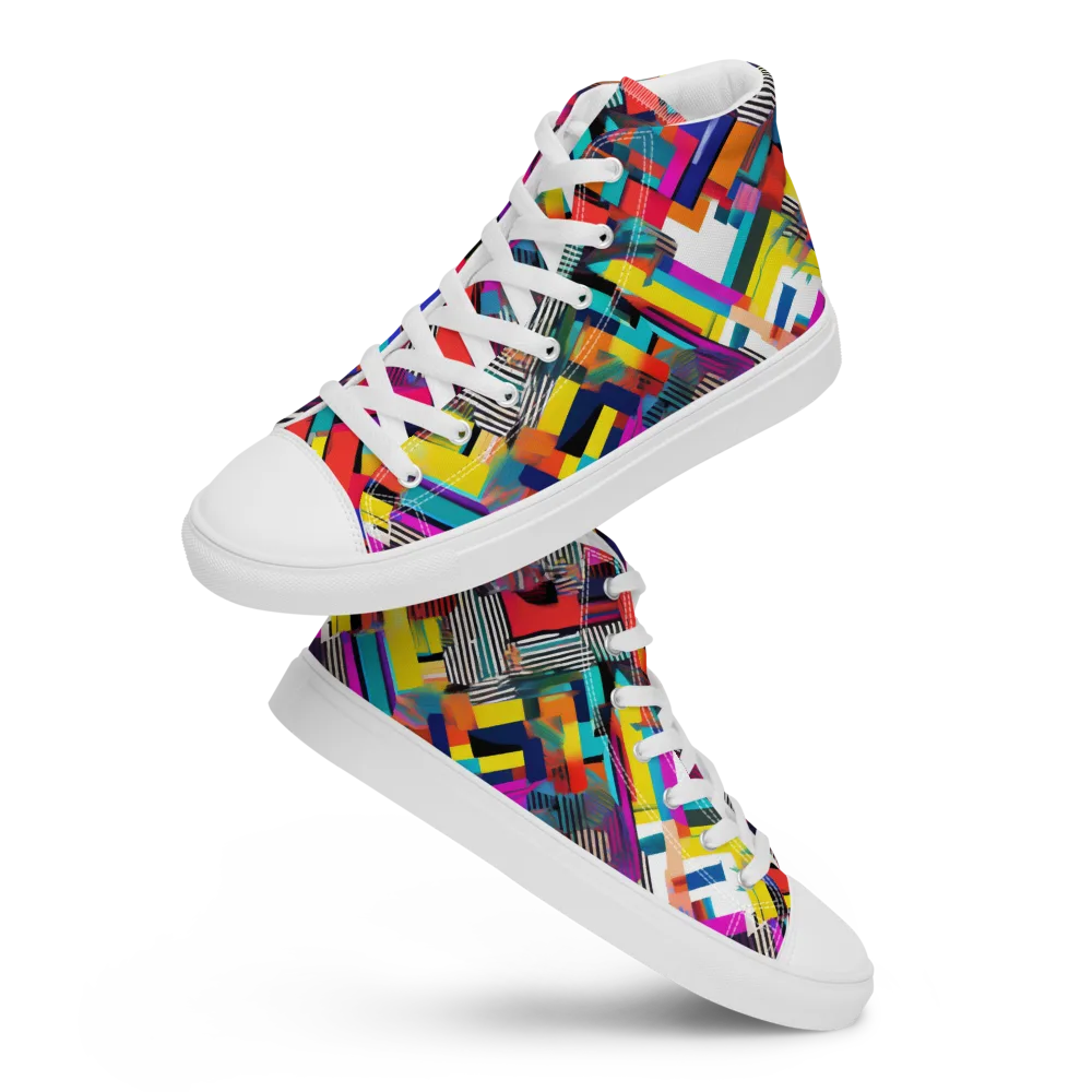 Chromatic Collision on Women's High Top Canvas Shoes — Front