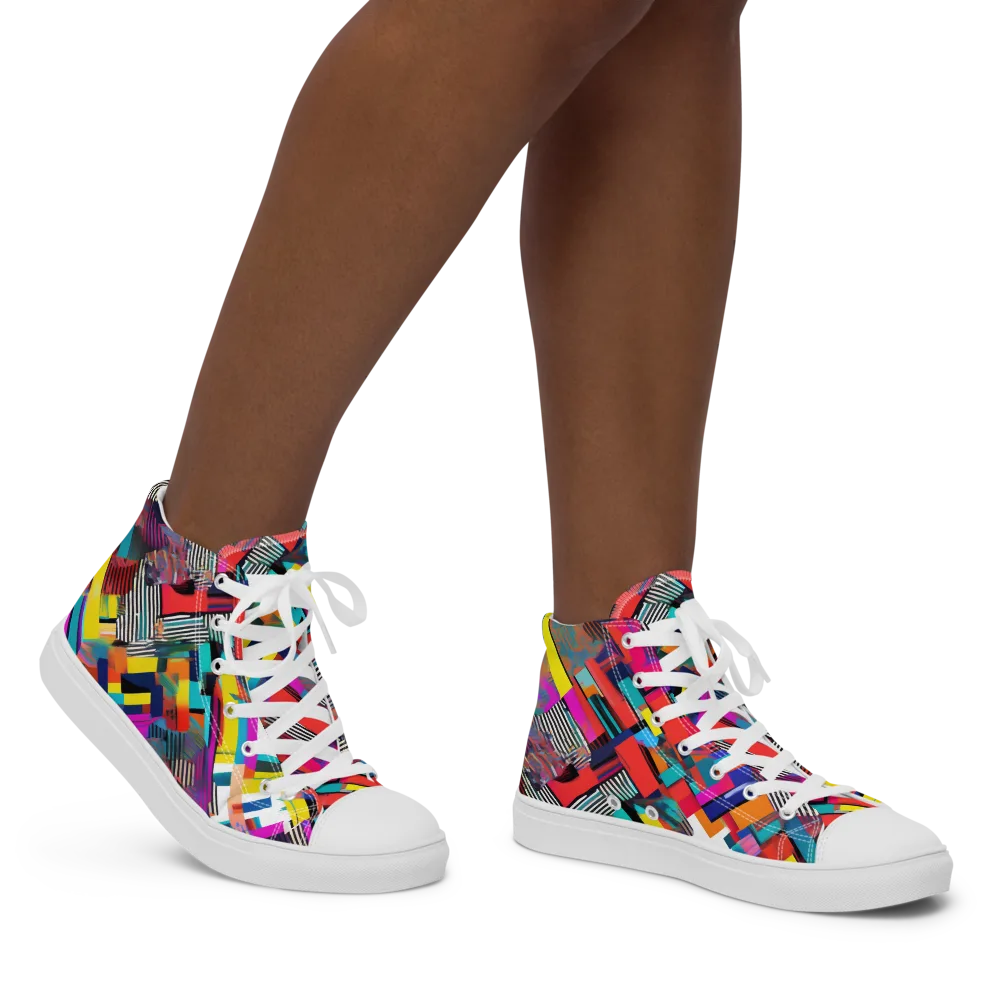 Chromatic Collision on Women's High Top Canvas Shoes — Right