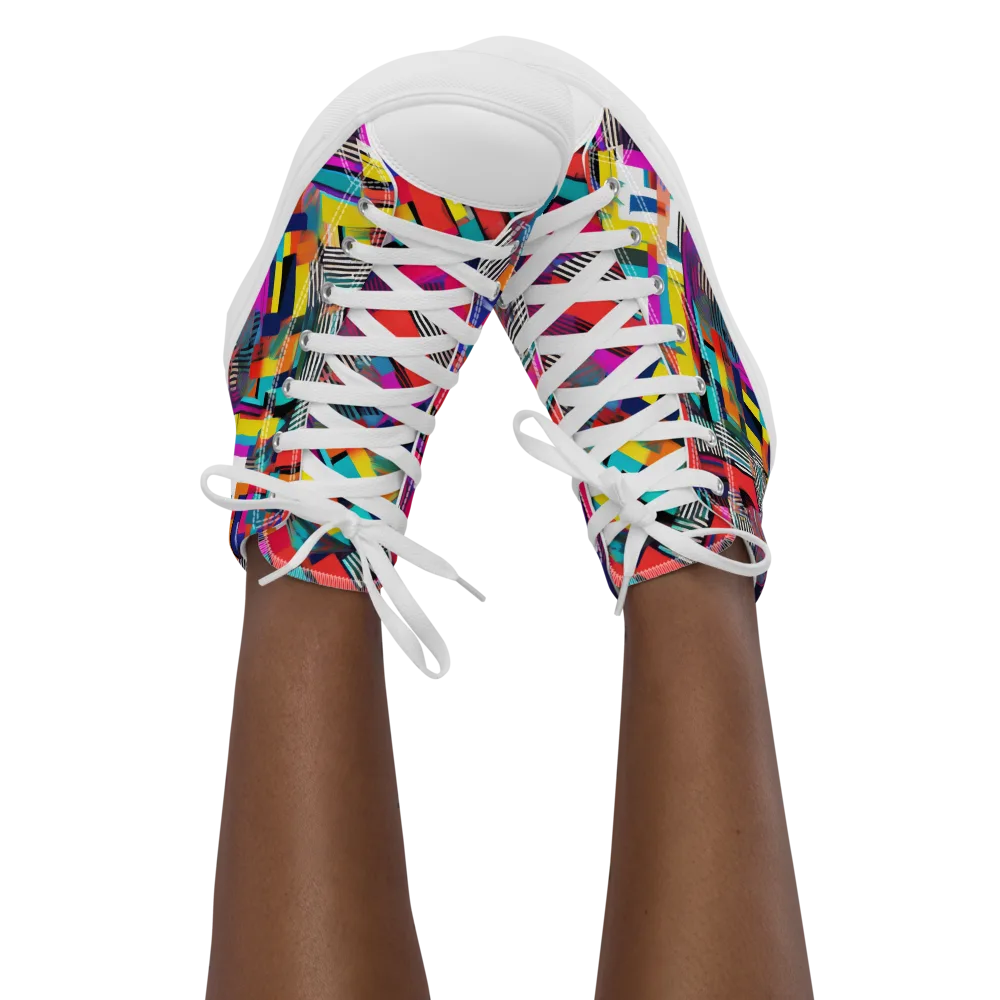 Chromatic Collision on Women's High Top Canvas Shoes — Front