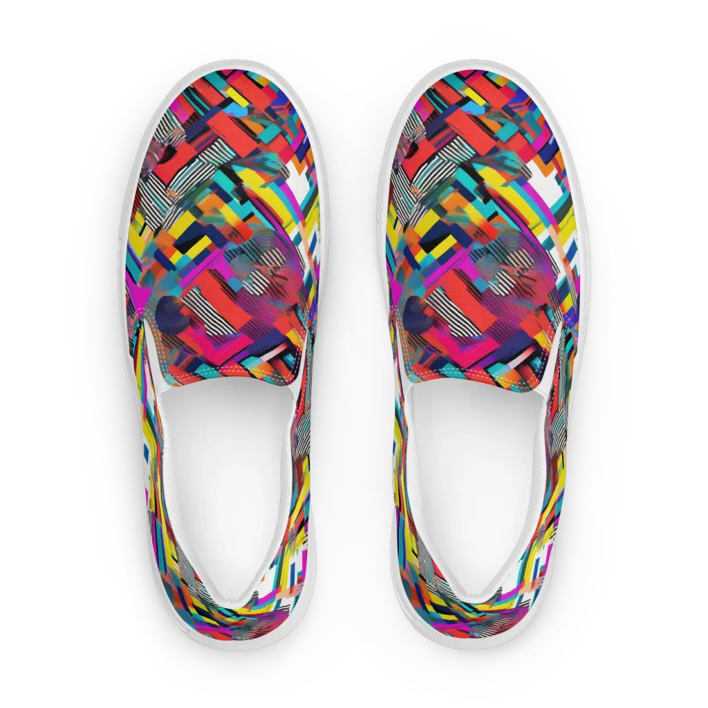 Chromatic Collision on Men's Slip-On Canvas Shoes — Front