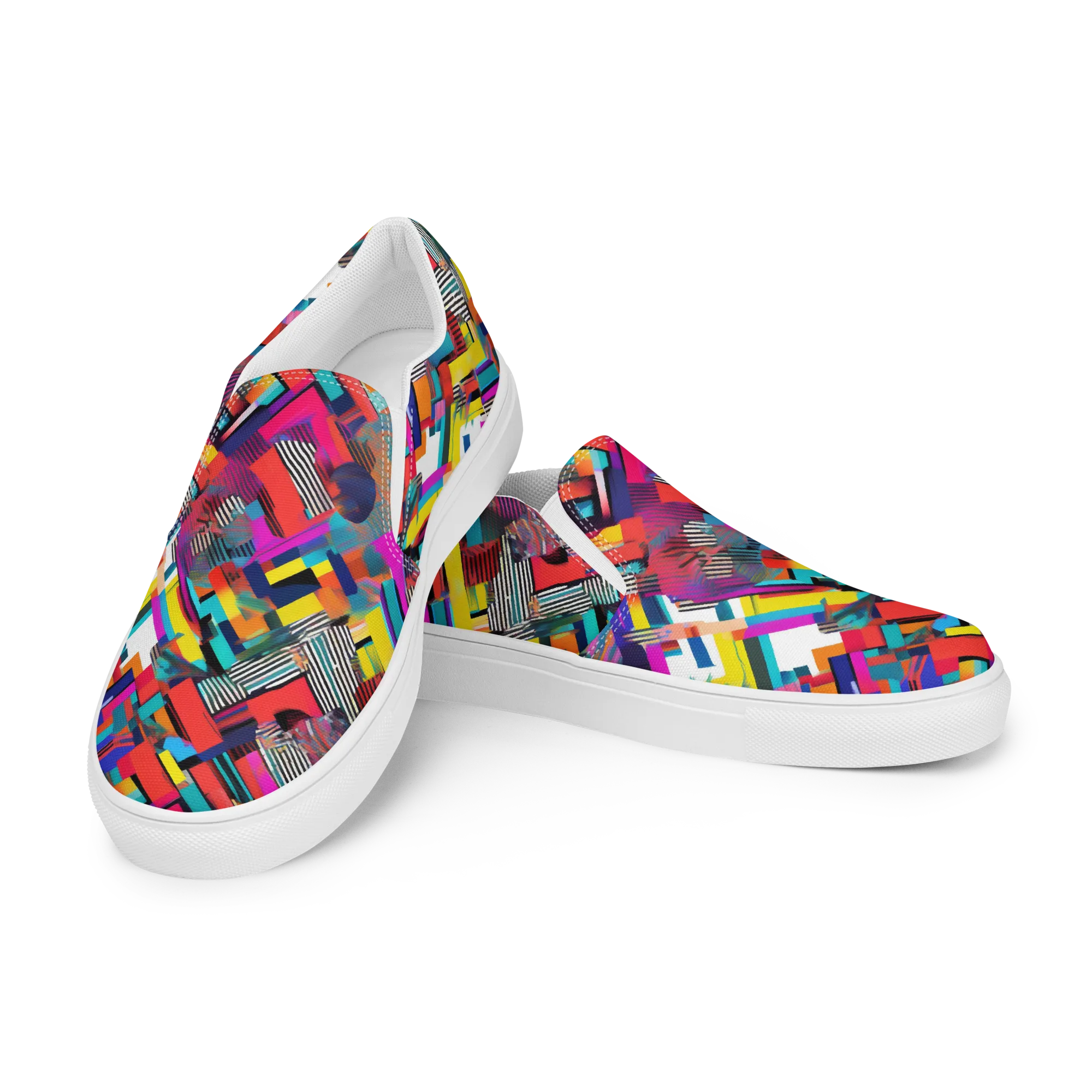 Chromatic Collision on Men's Slip-On Canvas Shoes — Left Front