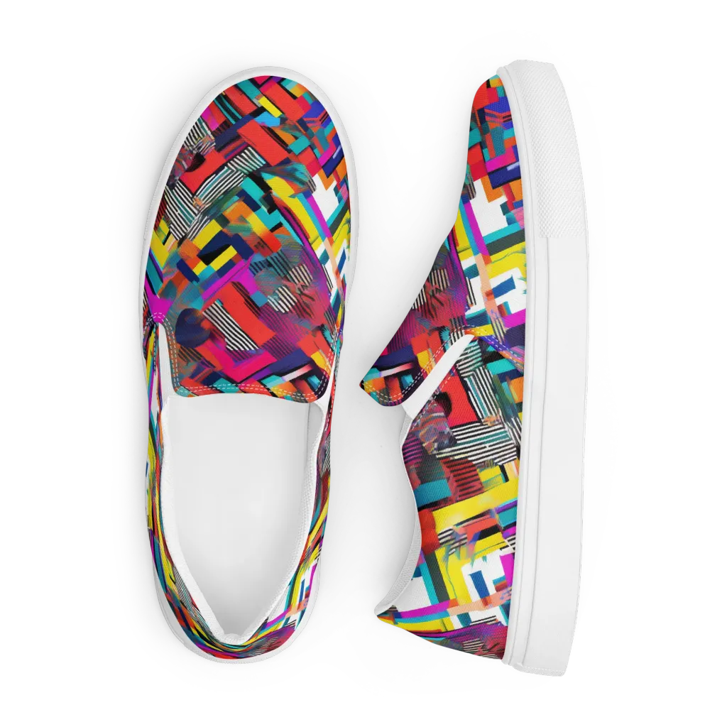 Chromatic Collision on Men's Slip-On Canvas Shoes — Front