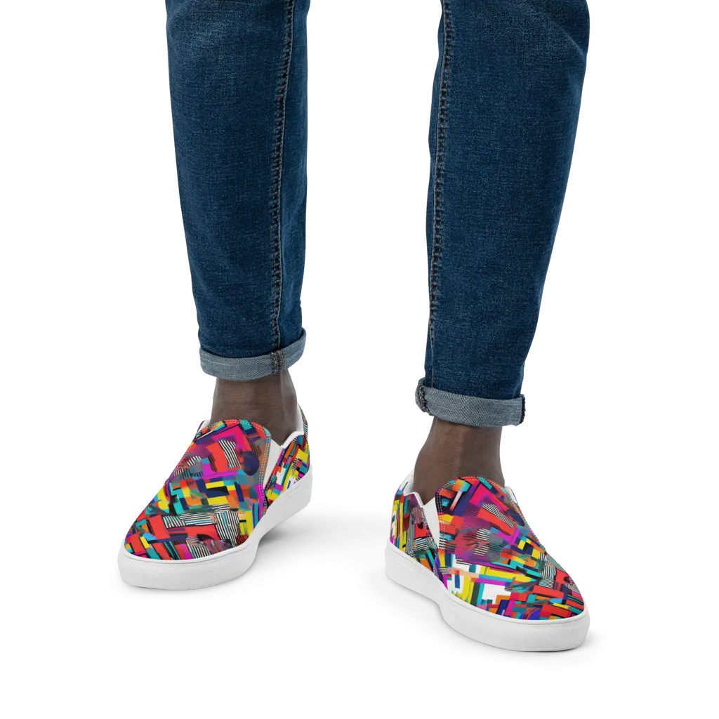 Chromatic Collision on Men's Slip-On Canvas Shoes — Front