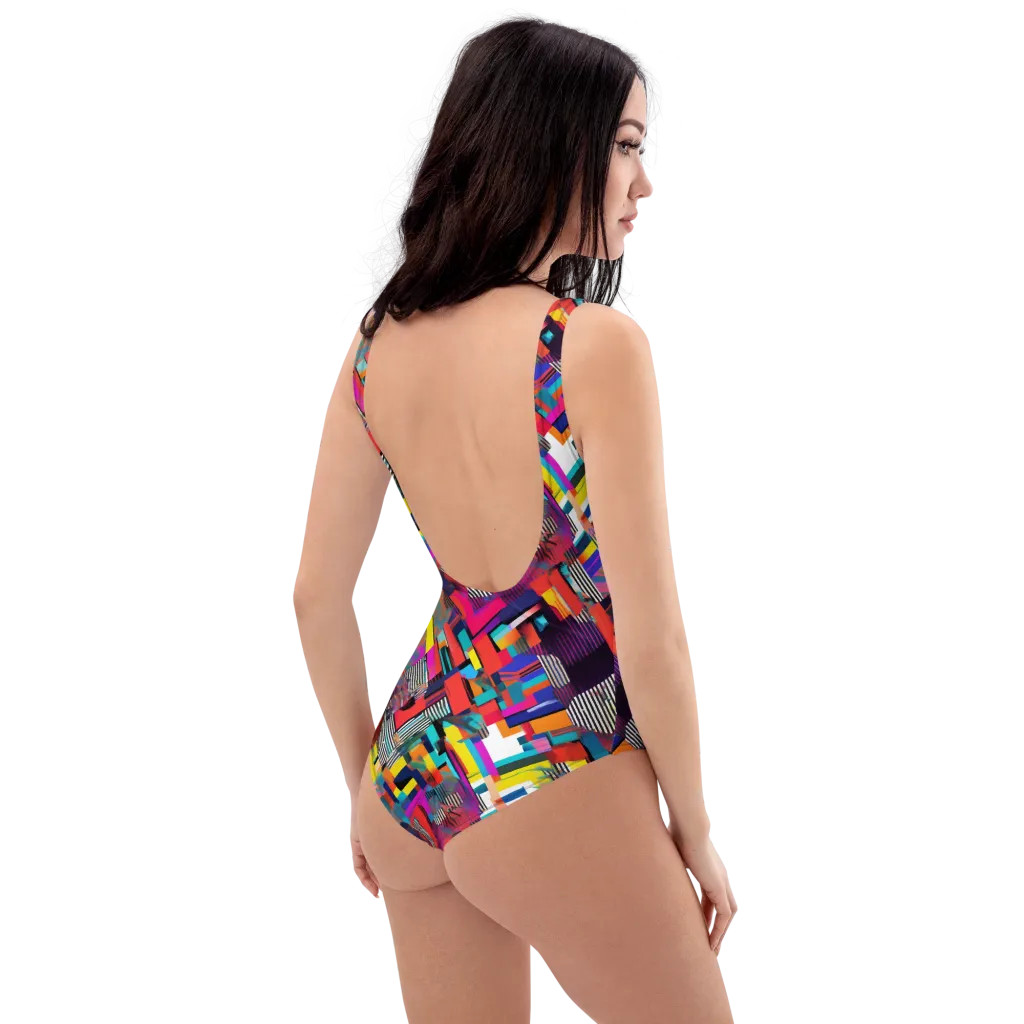 Chromatic Collision on One-Piece Swimsuit — Right Back