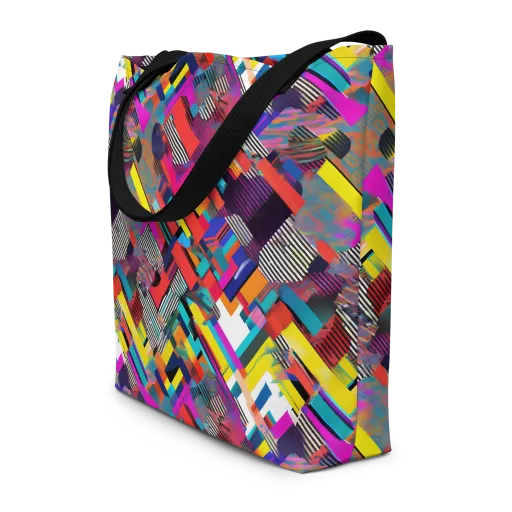 Chromatic Collision on a Large Tote Bag W/ Pocket