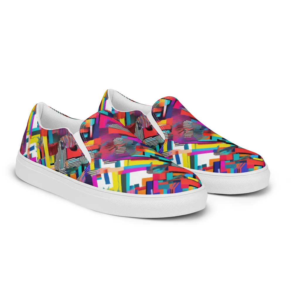 Chromatic Collision on Women's Slip-On Canvas Shoes — Right Front